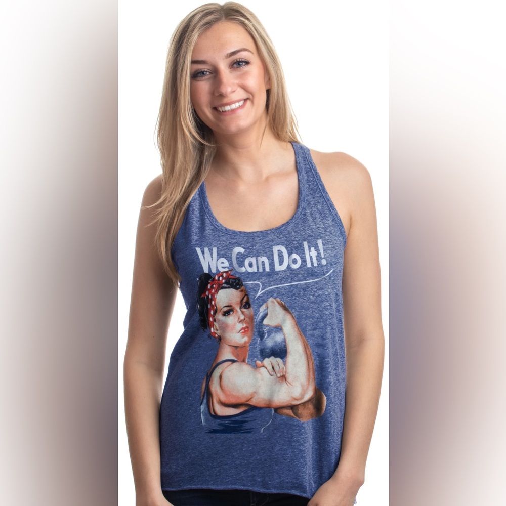 Blue Sleeveless Graphic work out Tank Top